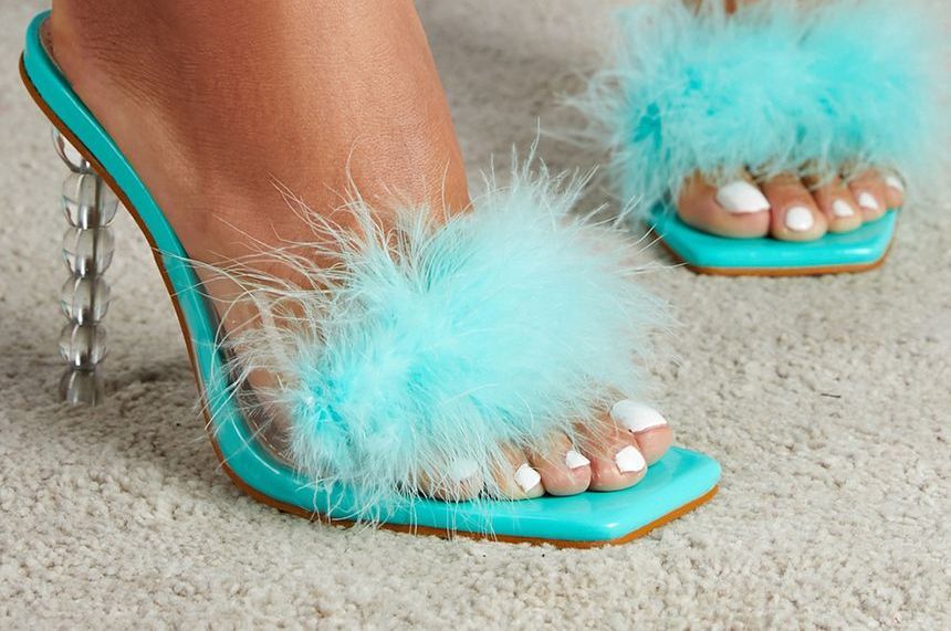 Fluffy Stiletto Slide Sandals AE1053