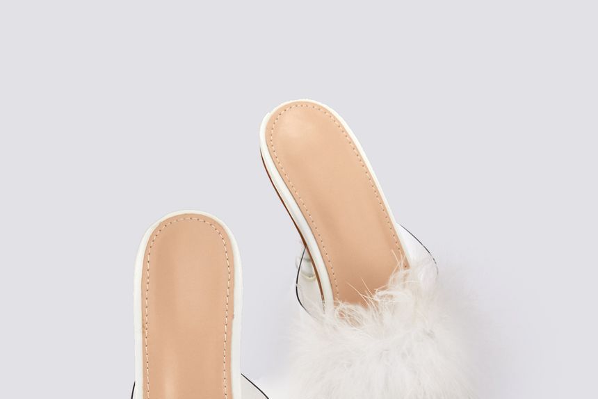 Fluffy Stiletto Slide Sandals AE1053