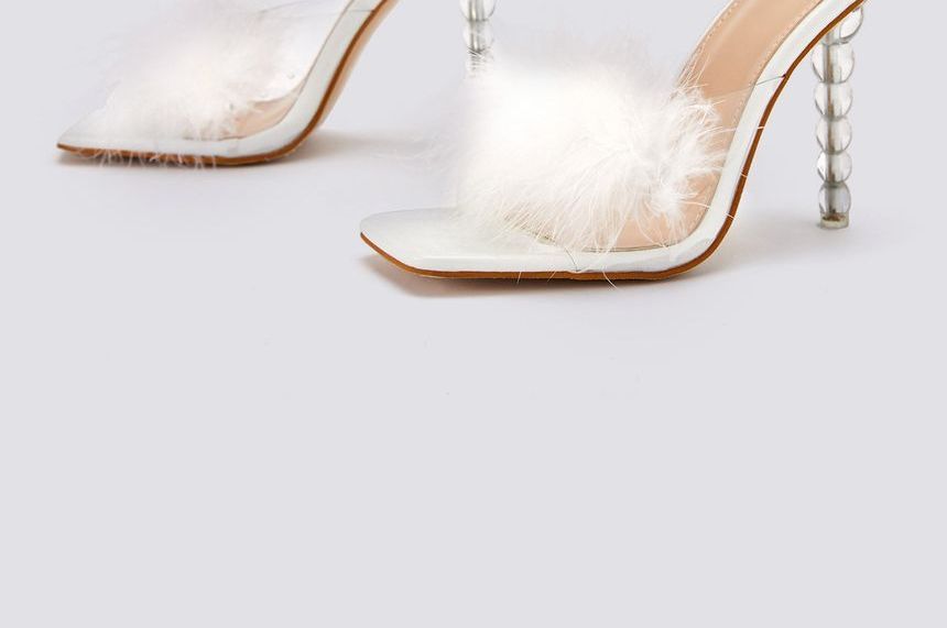 Fluffy Stiletto Slide Sandals AE1053