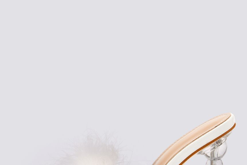 Fluffy Stiletto Slide Sandals AE1053