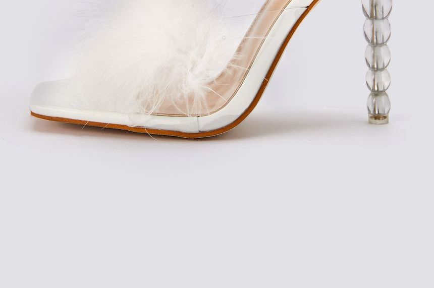 Fluffy Stiletto Slide Sandals AE1053