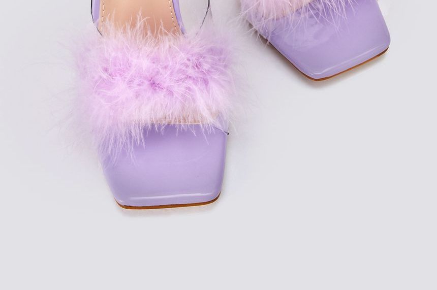 Fluffy Stiletto Slide Sandals AE1053