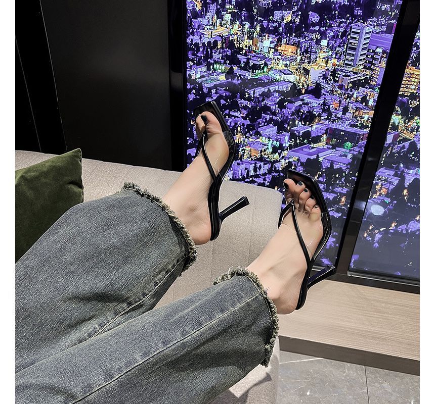 Transparent High Heel Thong Sandals AE1040