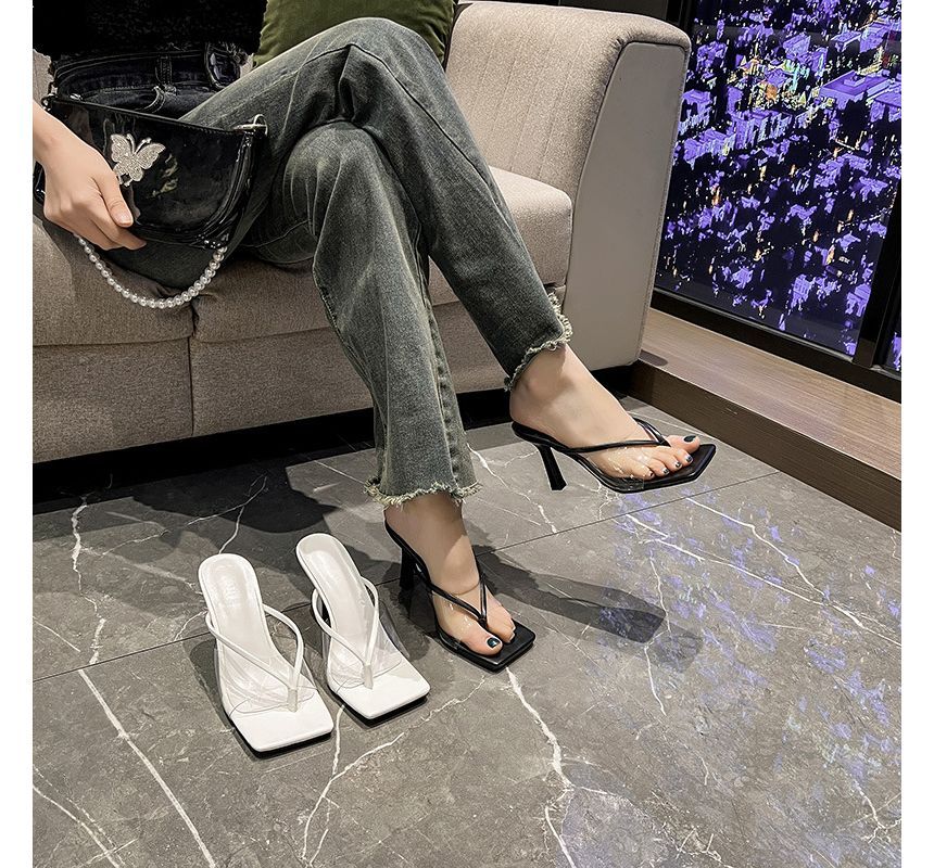 Transparent High Heel Thong Sandals AE1040