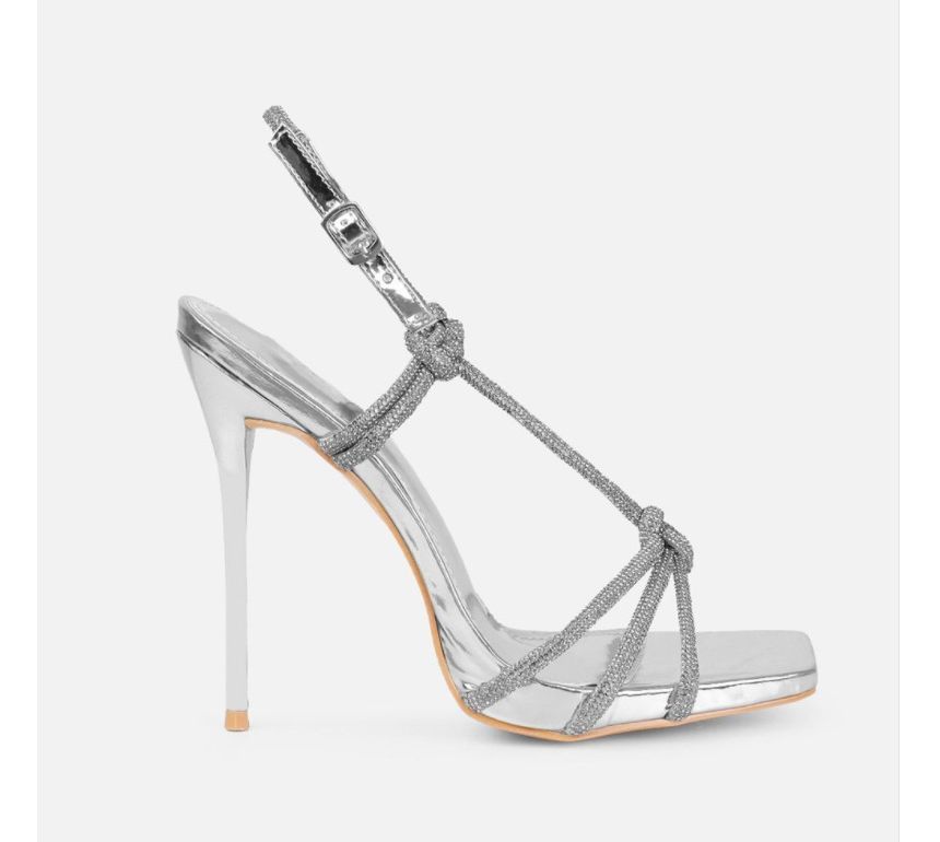 Slingback-Stiletto-Sandalen mit Strasssteinen AE1038