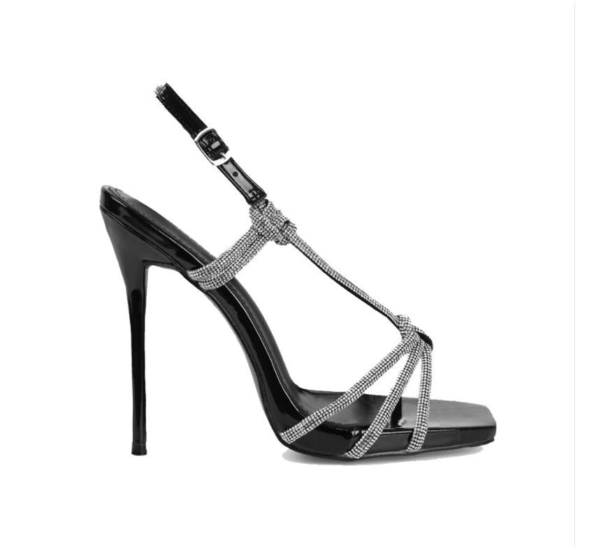 Slingback-Stiletto-Sandalen mit Strasssteinen AE1038