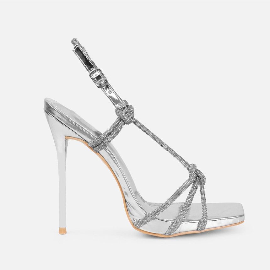 Slingback-Stiletto-Sandalen mit Strasssteinen AE1038