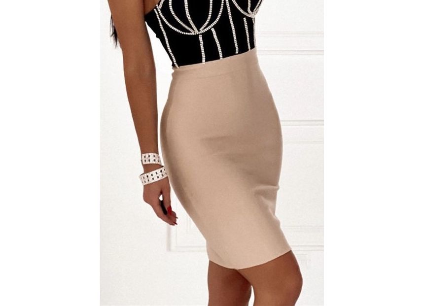 High Waist Plain Pencil Skirt FA220