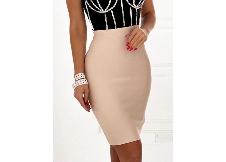 High Waist Plain Pencil Skirt FA220