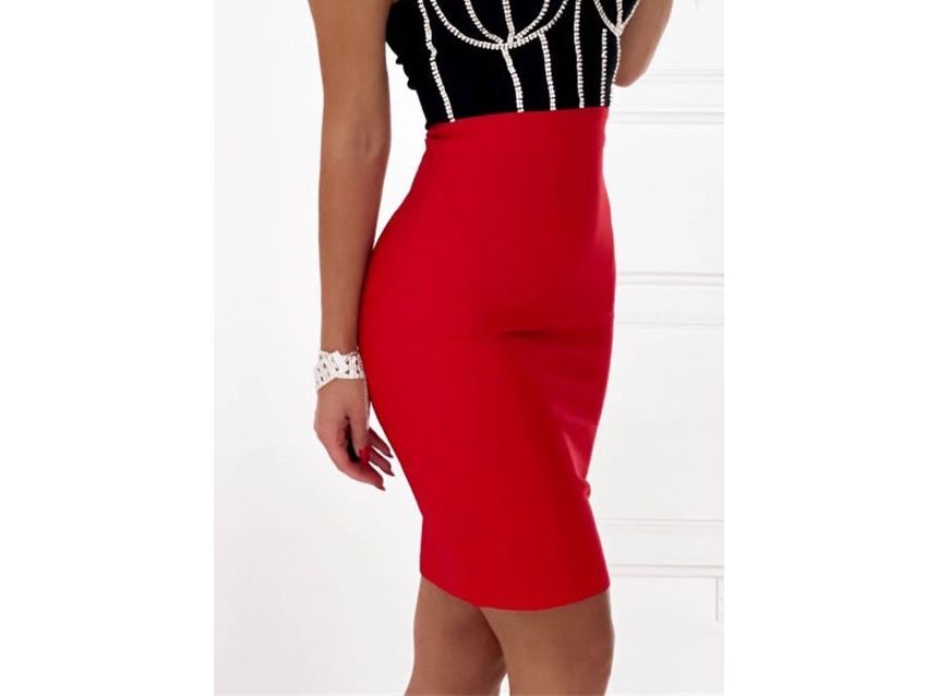 High Waist Plain Pencil Skirt FA220