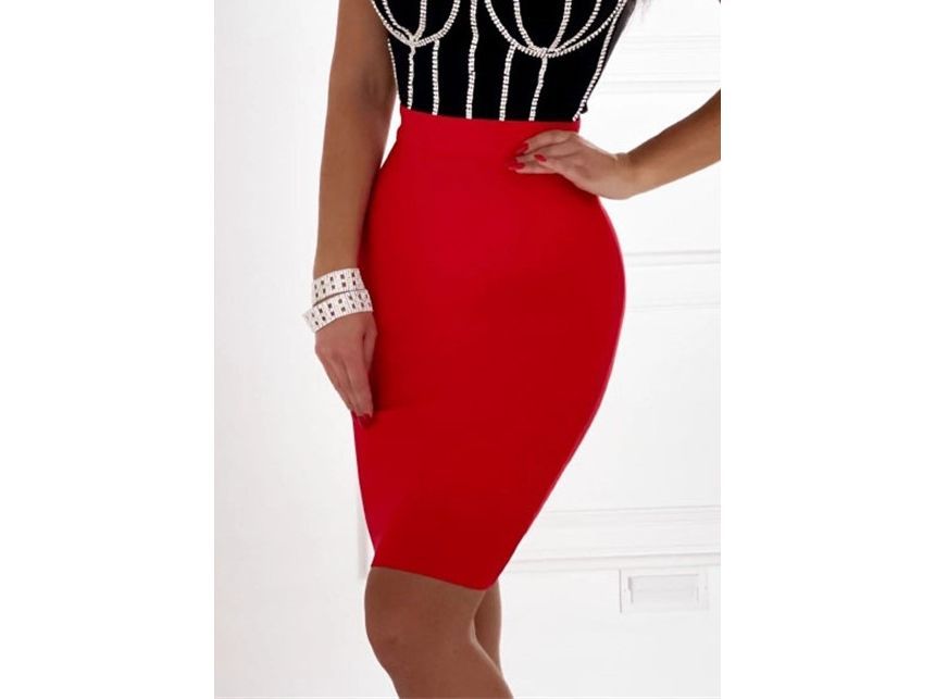High Waist Plain Pencil Skirt FA220