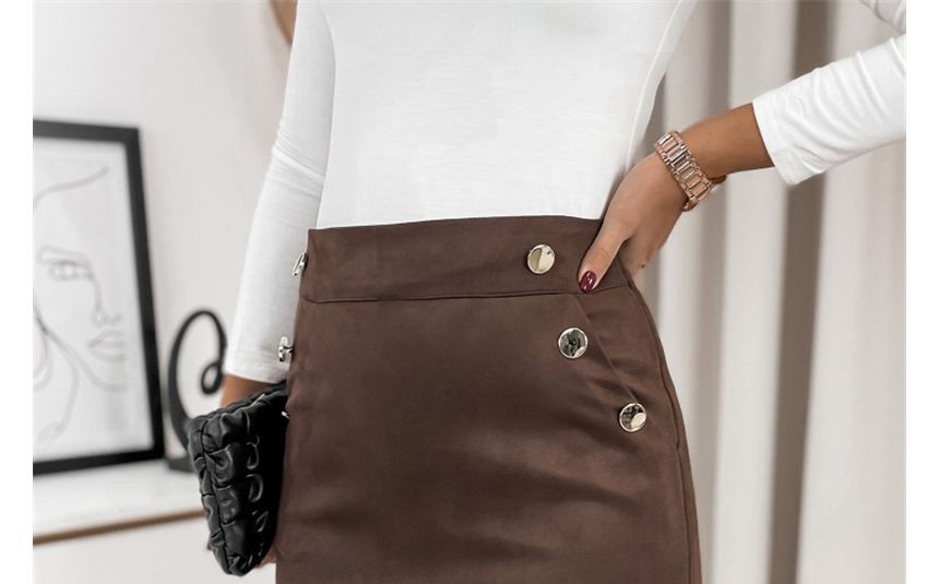 High Rise Plain Slit Mini Pencil Skirt OP71