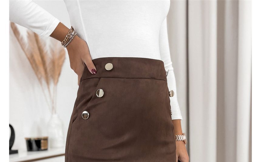 High Rise Plain Slit Mini Pencil Skirt OP71
