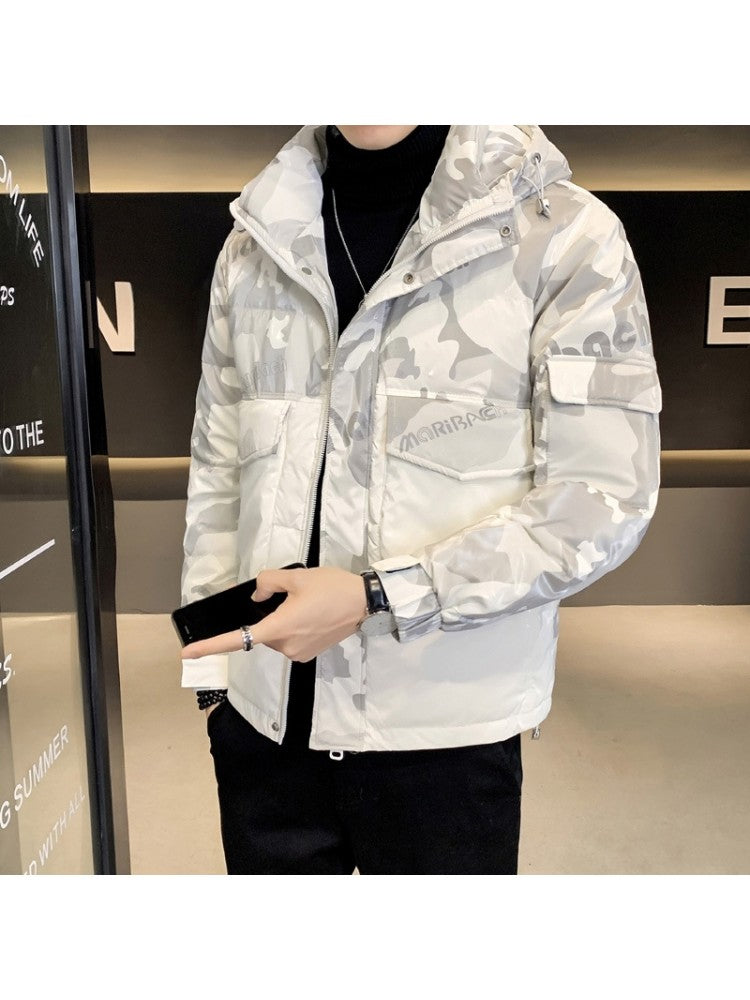 Manteau court à capuche imprimé pour homme, nouvelle collection hiver WW101