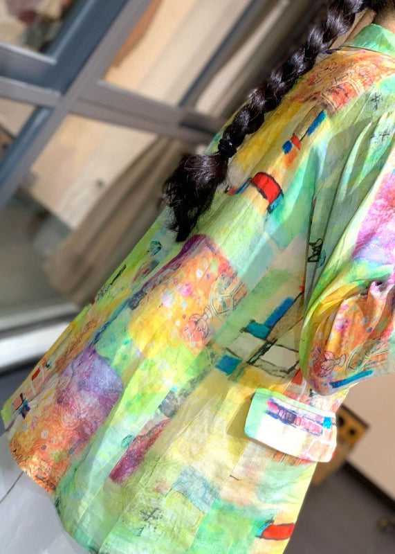 Plus Size Rainbow Tie Dye Linen UPF 50+ Coat Jacket Summer Ada Fashion
