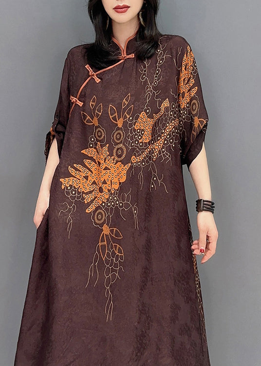 Ensemble deux pièces vintage marron à col montant et pantalon à jambes larges