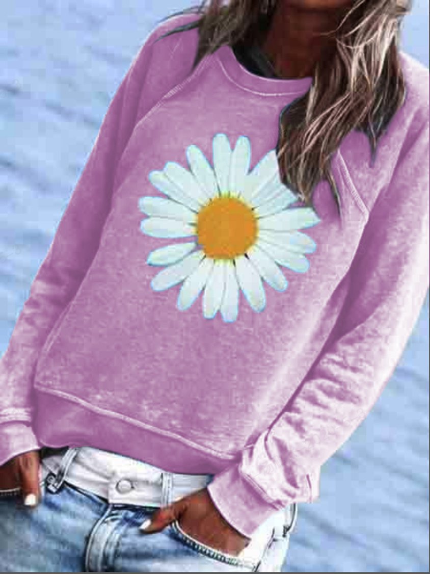 Women Casual Floral Crew Neck Hoodies & Sweatshirt QAL23