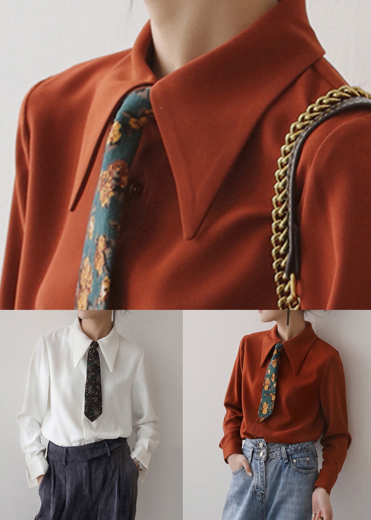 Patchwork Shirt Tops Fall