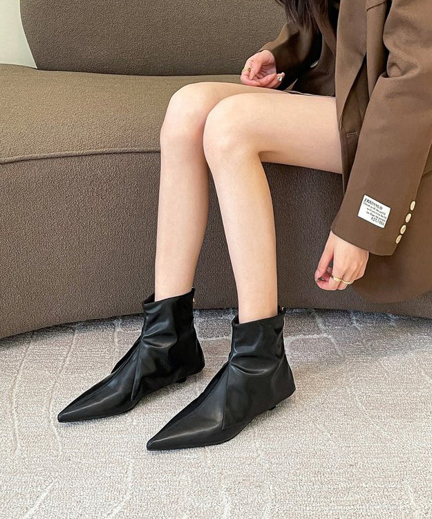 Ankle Boots Khaki Faux Leather Pointed Toe AH559