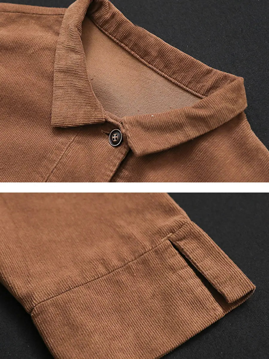 Women Vintage Spring Slant-Closure Solid Shirt Ada Fashion