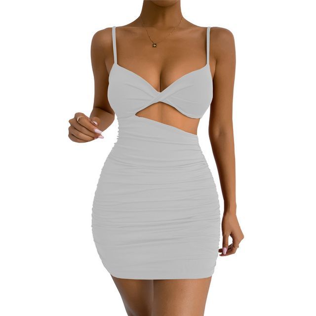 Asymmetrical Spaghetti Strap Cutout Bodycon Dress AH369