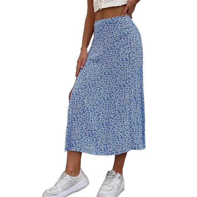 Floral Slit Midi A-Line Skirt YR4071