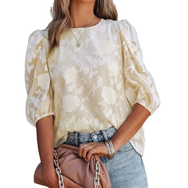 Floral Print Elbow Sleeve Blouse YS10023