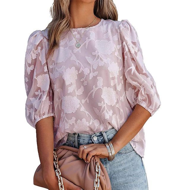 Floral Print Elbow Sleeve Blouse YS10023