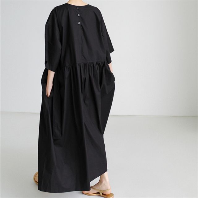 3/4-Sleeve Tie-Waist Midi A-Line Dress AO3017