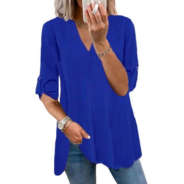 Short-Sleeve V-Neck Blouse CG8