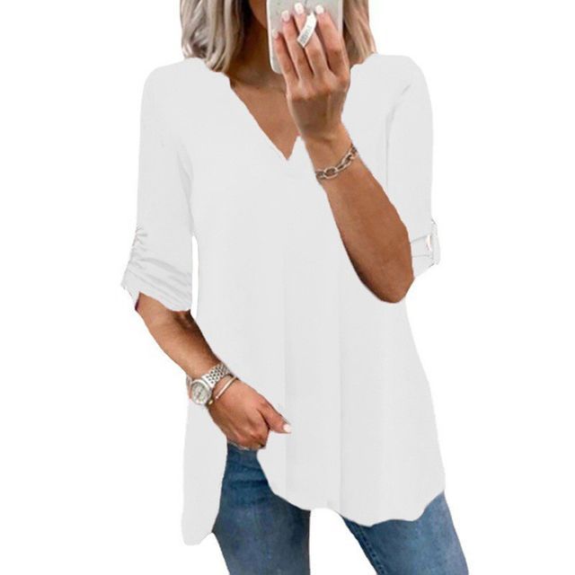 Short-Sleeve V-Neck Blouse CG8