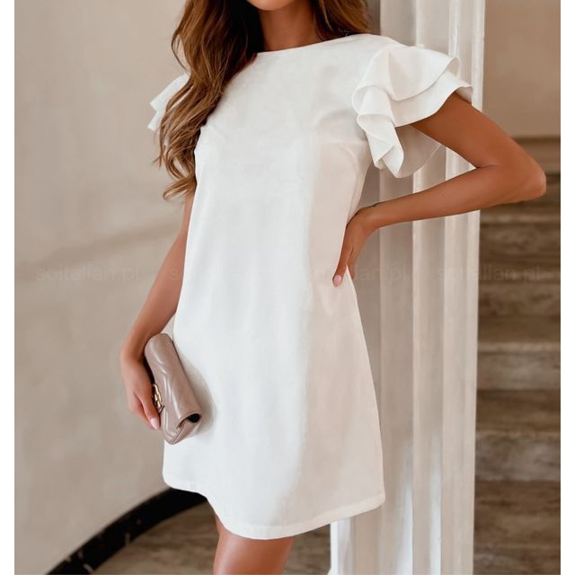 Schlichtes Mini-A-Linien-Kleid mit Rüschenbesatz YS10019