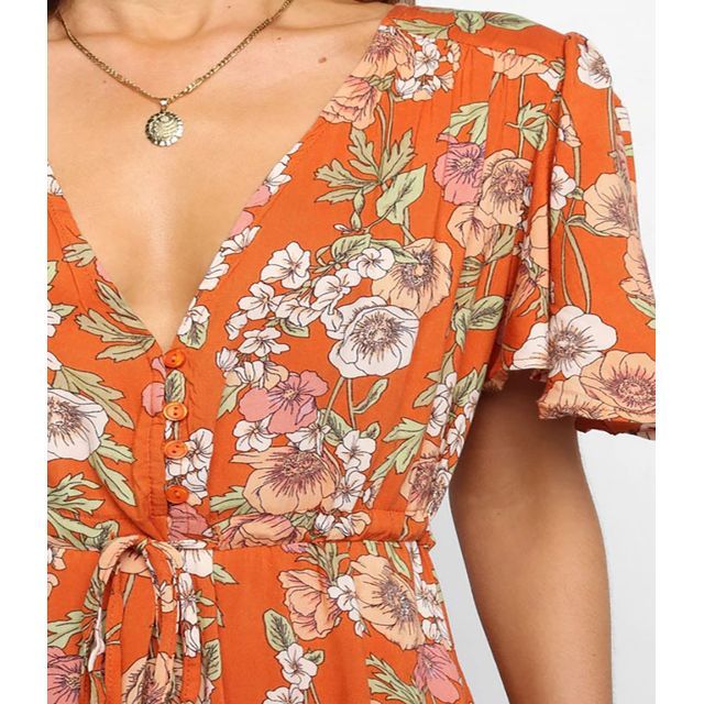 Kurzärmliges Maxikleid in A-Linie mit Blumenmuster YS10020