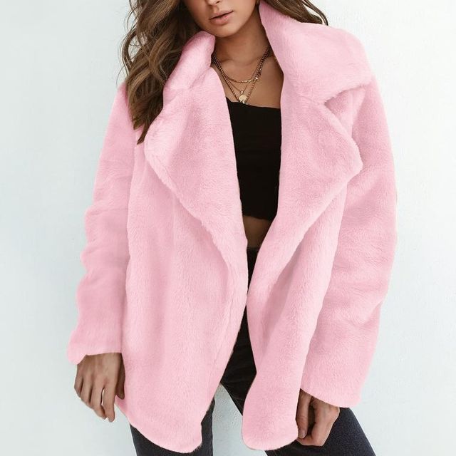 Open Front Plain Fluffy Jacket CG24