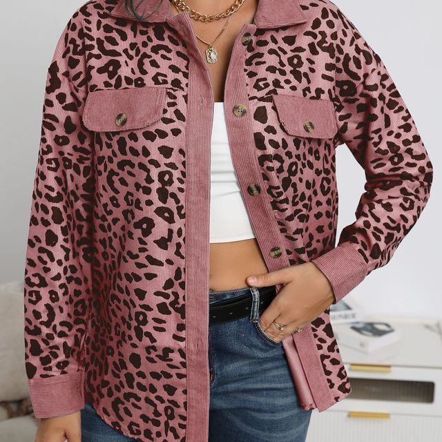 Leopard Print Corduroy Shirt Jacket CG19