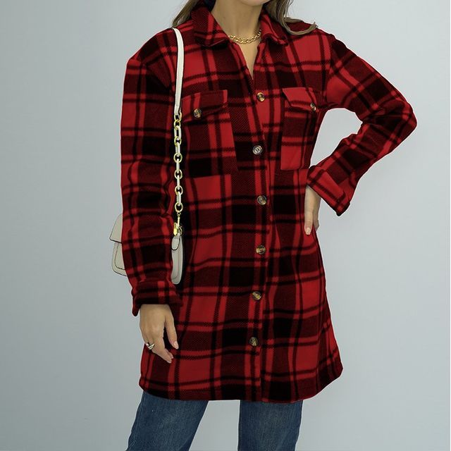 Veste chemise à carreaux à boutonnage simple CA1069