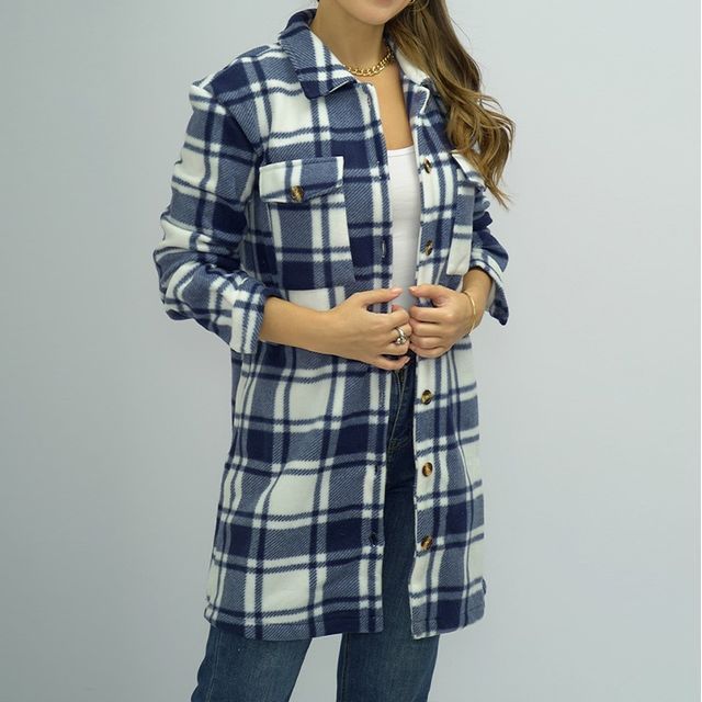 Veste chemise à carreaux à boutonnage simple CA1069