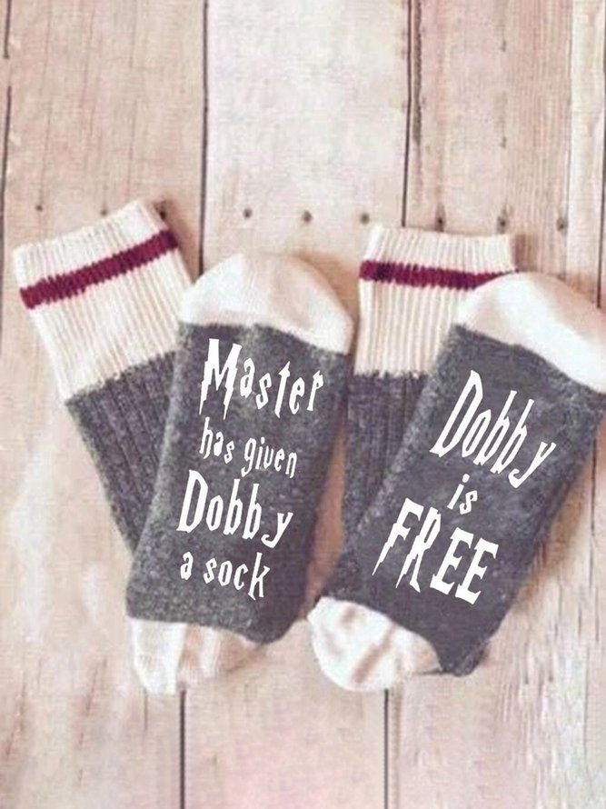 Mens Womens Master has given Dobby a Socks Cotton Letter fuzzy Socks