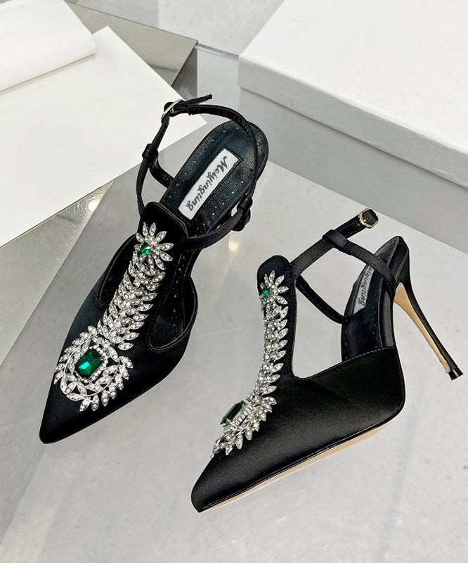 Yellow Splicing Stiletto Sandals Pointed Toe Hollow Out AH227
