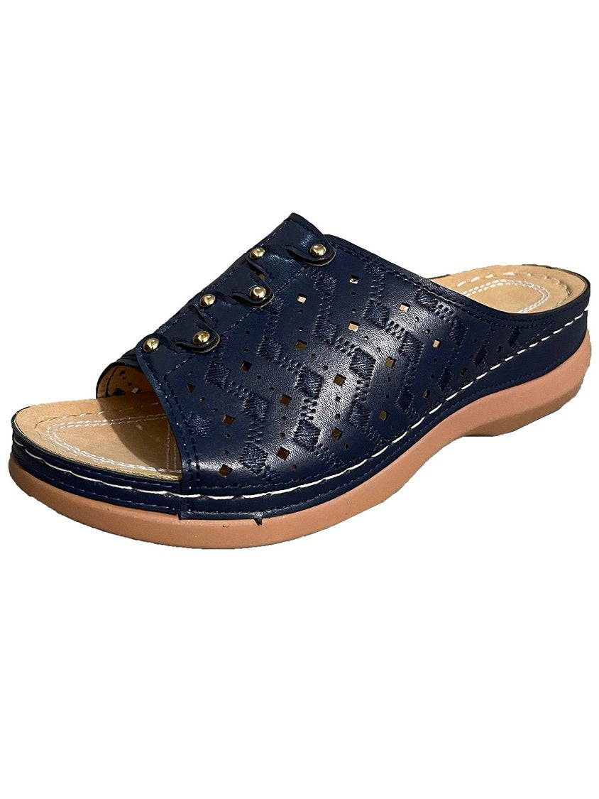 Rivet Electric Embroidery Hollow Comfortable Slipper QAS46