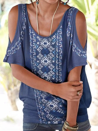 Chemise décontractée en jersey à col ras du cou QAF39