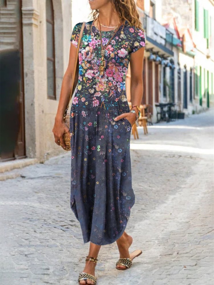 Casual Short Sleeve Knitting Dress QA56