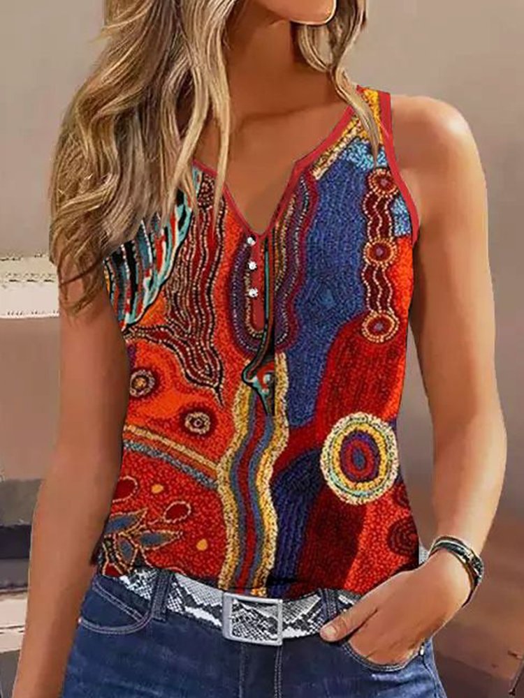 Ethnic Casual Regular Fit Tank Top WW85