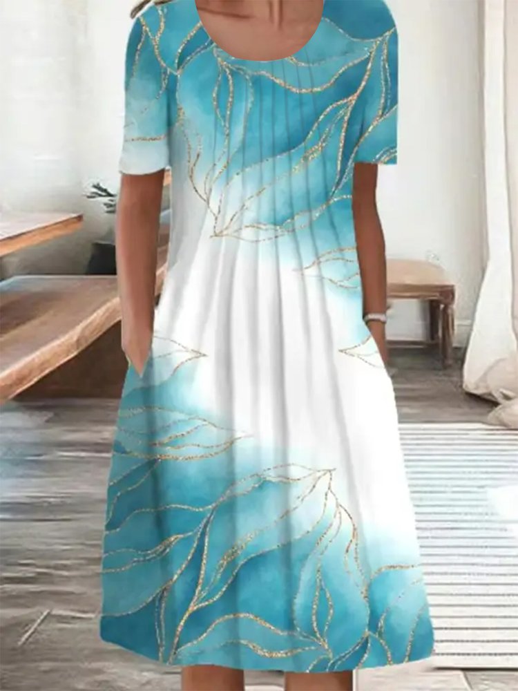 Casual Crew Neck Ombre Dress WL120