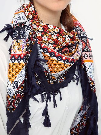 Boho Silk Ethnic Pattern Pattern Scarf Beach Vacation Everyday Accessories QAR28