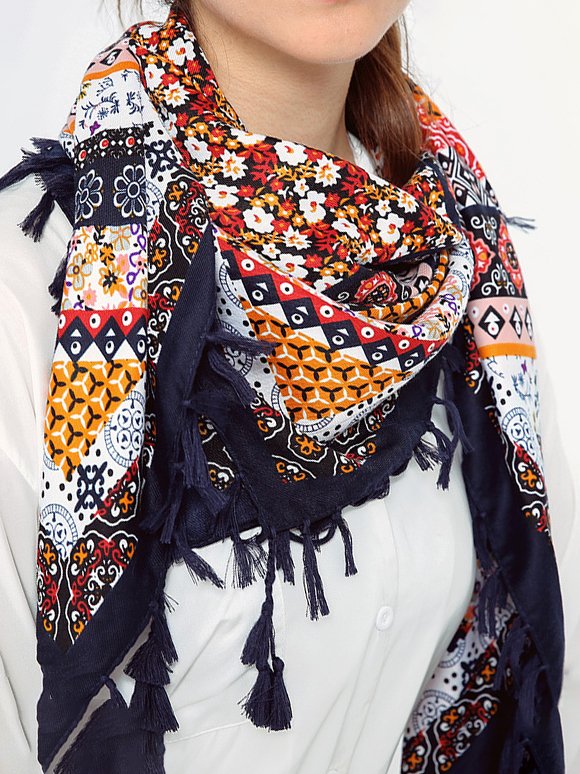Boho Silk Ethnic Pattern Pattern Scarf Beach Vacation Everyday Accessories QAR28