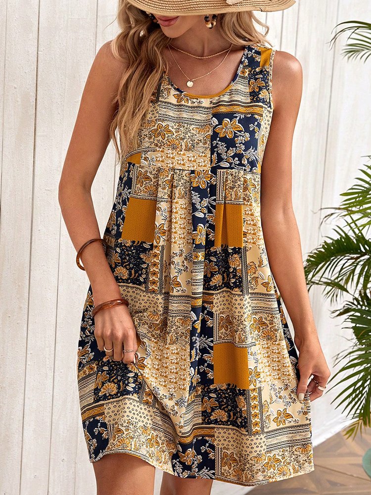 Casual Loose Ethnic Scoop Neck Dress QPQ95