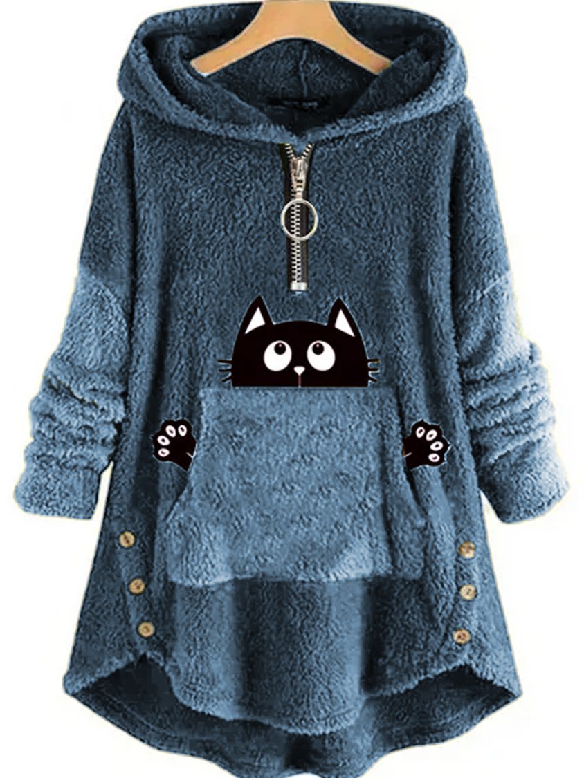 Loose Casual Fluff/Granular Fleece Fabric Tunic Sweatshirt QAL29