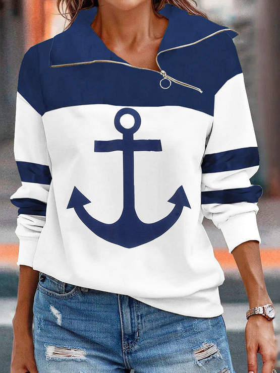 Asymmetrical Casual Color Block Sweatshirt WI64