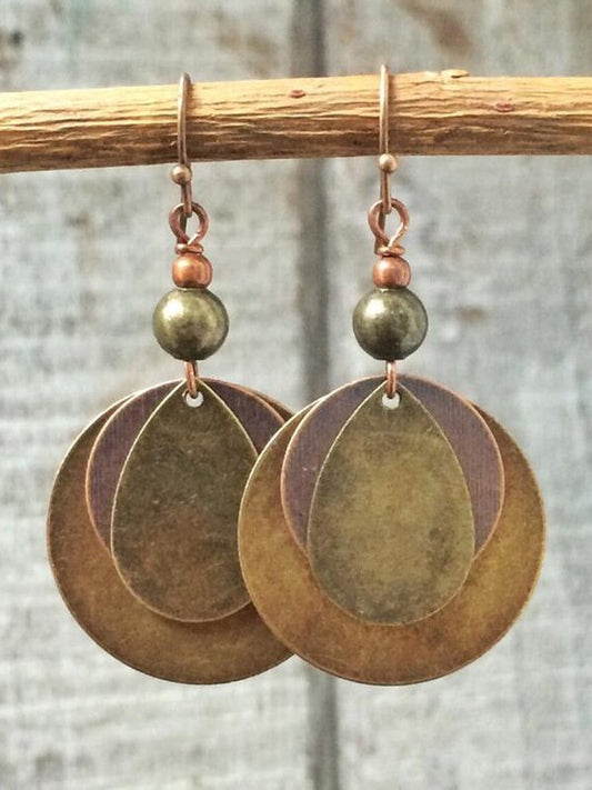 Retro Geometrische Multilayer Baumeln Ohrringe Ethnischen Stil Alltags Schmuck Alt AT10049